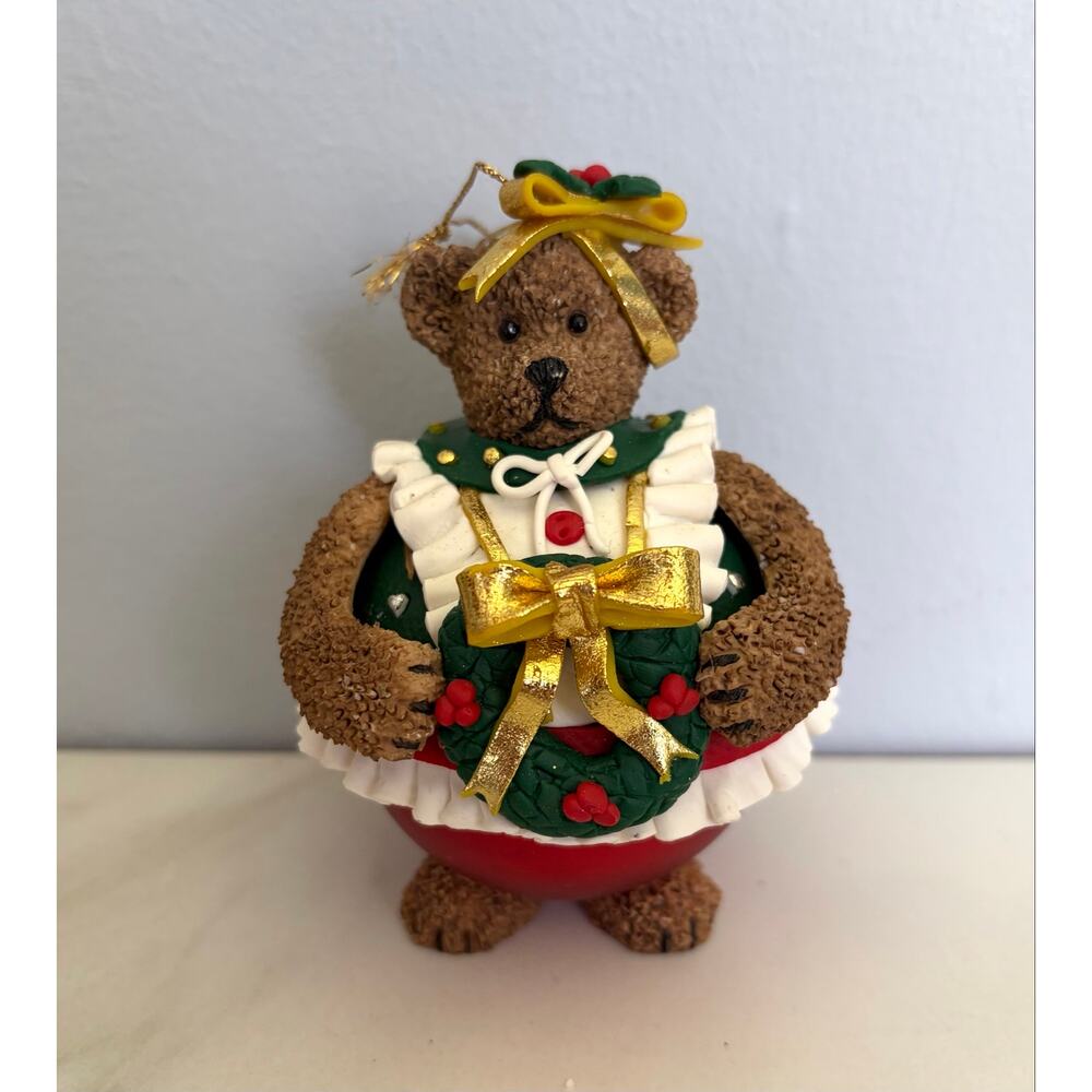 VINTAGE TRADITIONS COLLECTIBLE TEDDY BEAR ORNAMENT IN BOX, CHRISTMAS ORNAMENT